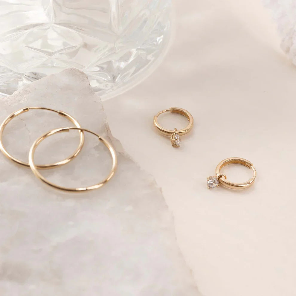 Månestråle Stein Hoop Øreringe | Guld 14k