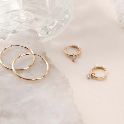 Månestråle Stein Hoop Øreringe | Guld 14k