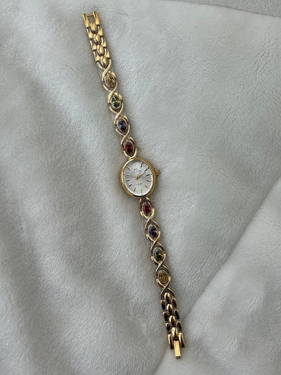 Vintage Farverig Diamant Guld Dameur Lille Urskive