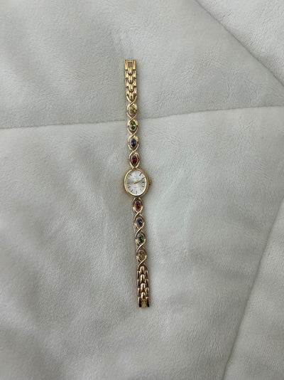 Vintage Farverig Diamant Guld Dameur Lille Urskive