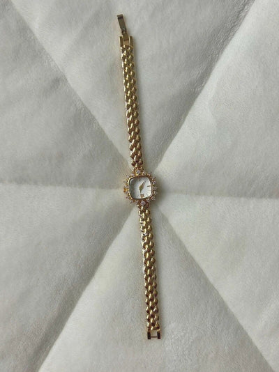 Vintage Delikat Messing Fyrkantet Guld Dameur Lille Skive