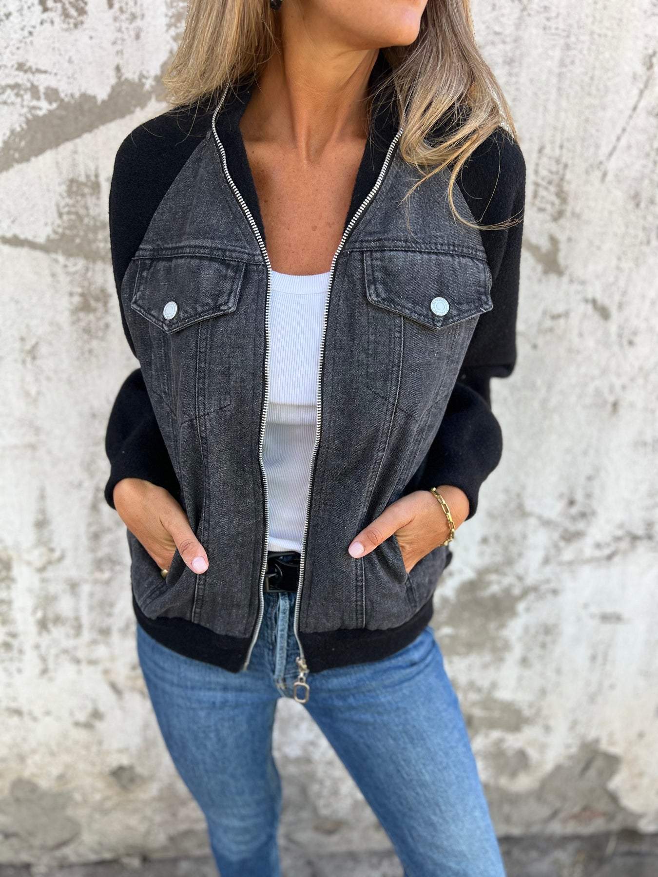 Oliva | Jakke med jeansstof