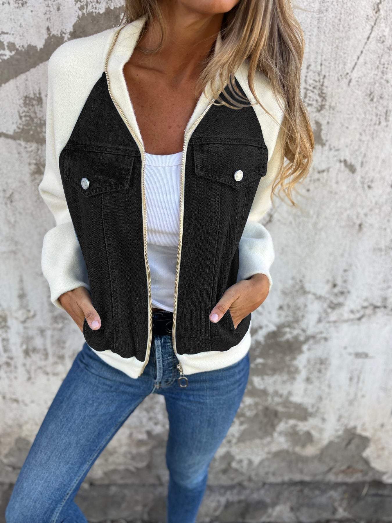 Oliva | Jakke med jeansstof
