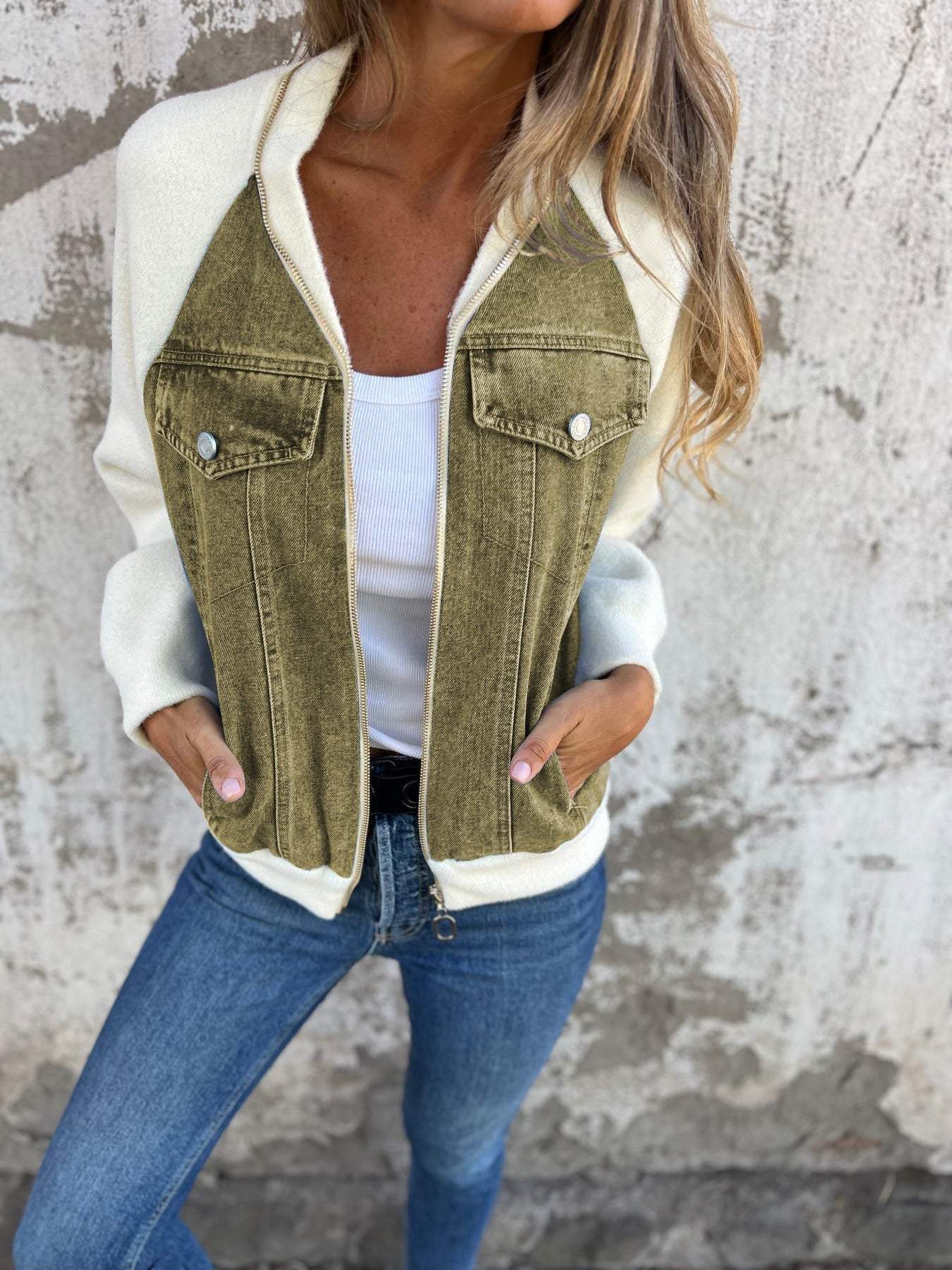 Oliva | Jakke med jeansstof