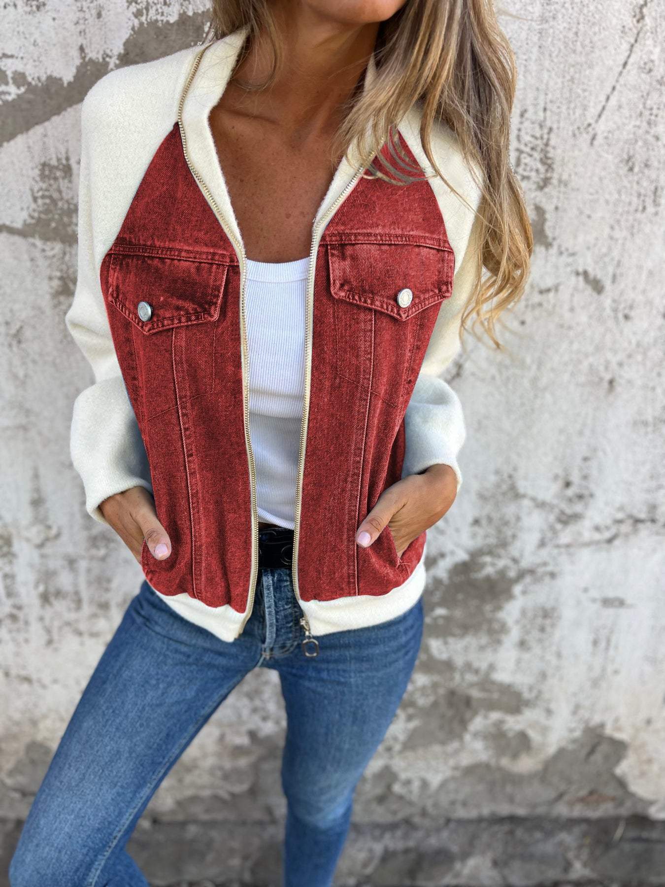 Oliva | Jakke med jeansstof