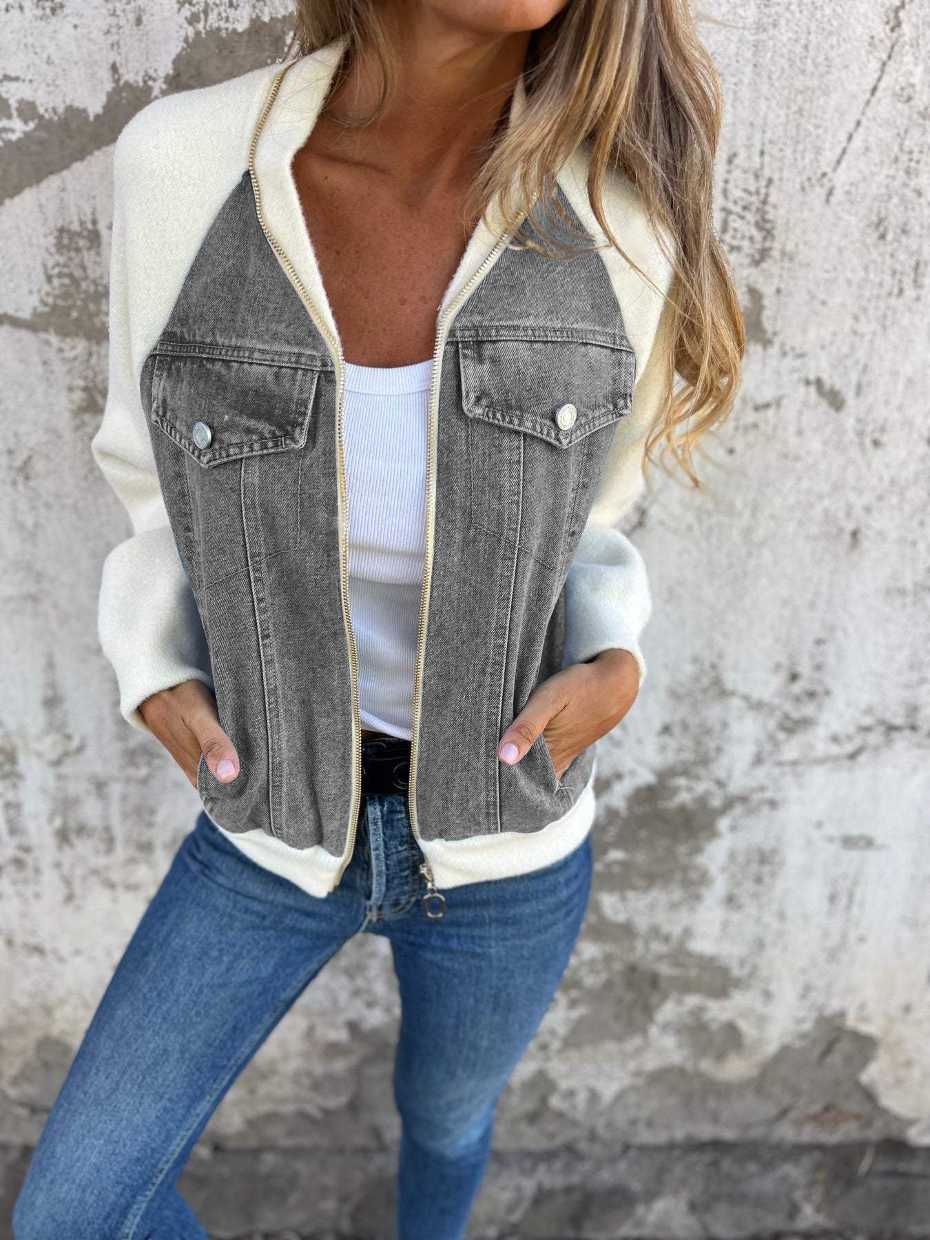 Oliva | Jakke med jeansstof