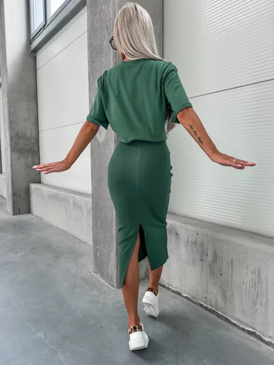 Marta™ Casual sæt med stribet nederdel