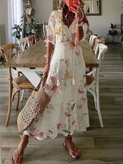 Dianna™ - Boho Mavebedeckende Kjole ok
