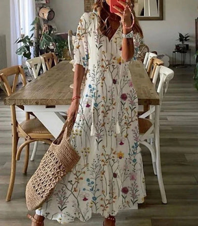 Dianna™ - Boho Mavebedeckende Kjole ok